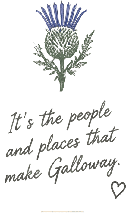 Thistle illustration with heartfelt Galloway message.